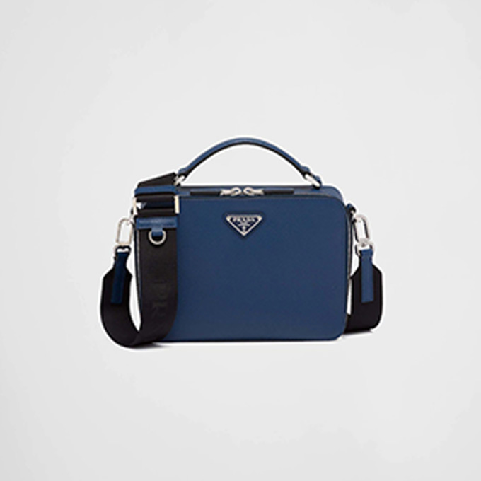 prada brique saffiano leather box style crossbody handbag